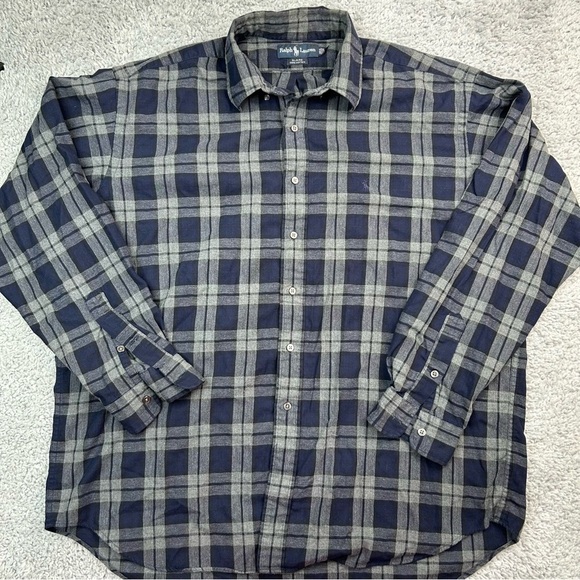 Ralph Lauren Shirt Mens XL Button Up Blaire Vintage Classic Plaid Flanel Retro - Picture 1 of 4